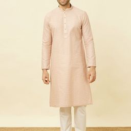 Manyavar Mandarin Collar Regular Pure Cotton Kurta with Pyjamas-picture-28