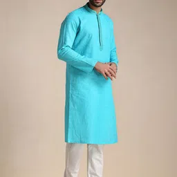 Manyavar Men Pure Cotton Kurta with Pyjamas image 4