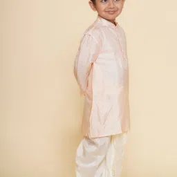 Sethukrishna Boys Mandarin Collar Pure Silk Kurta with Dhoti Pants image 4