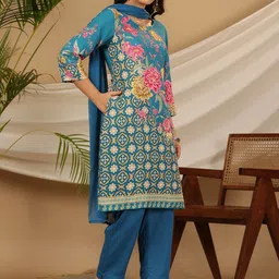 Juniper Ethnic Motifs Printed Regular Kurta with Trouser & Dupatta image 4