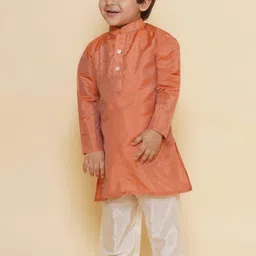 Sethukrishna Boys Mandarin Collar Straight Kurta with Pyjamas image 5