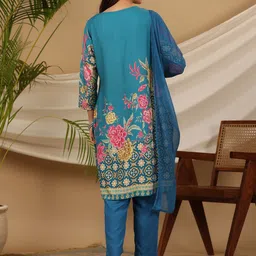 Juniper Ethnic Motifs Printed Regular Kurta with Trouser & Dupatta image 5