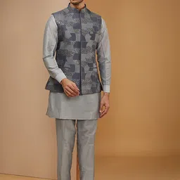 RNG Safawala Abstract Mandarin Collar Long Sleeves Kurta with Trousers image 1