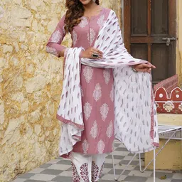 KALINI Ethnic Motifs Printed Kurta with Trousers & Dupatta image 1