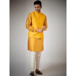 RNG Safawala Mandarin Collar Cotton Silk Straight Kurta With Trouser image 1