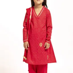 Sangria Girls Printed Pure Cotton V-Neck Kurta Sets-picture-33
