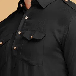Anouk Shirt Collar Regular Pure Cotton Pathani Kurta With Pyjamas image 2