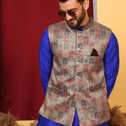 Armaan Ethnic Mandarin Collar Straight Kurta & Churidar With Nehru Jacket image 2