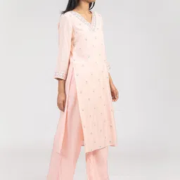 KASYA Floral Embroidered Regular Kurta With Palazzos & Dupatta image 3
