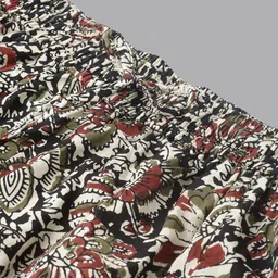 KALINI Mandarin Collar Roll-Up Sleeves Pure Cotton Straight Kurta With Printed Palazzo image 3