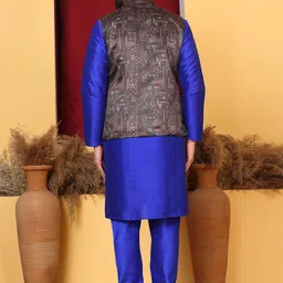 Armaan Ethnic Mandarin Collar Straight Kurta & Churidar With Nehru Jacket image 4