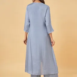 RANGMANCH BY PANTALOONS Notched Neck Embroidered Sequinned A Line Kurta with Trouser image 5