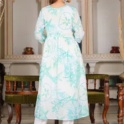 KALINI Women Floral Printed Regular Pure Cotton Kurta with Trousers & With Dupatta image 5