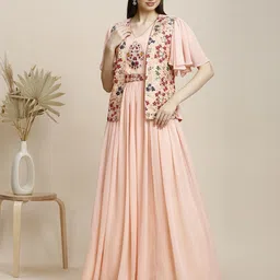 madhuram textiles Solid Georgette Stitched Anarkali Gown image 3