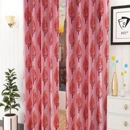 Homefab India Maroon Set of 2 Floral Door Curtain-picture-37