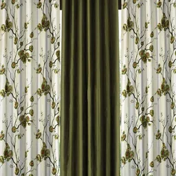 Fashion String Green & White Set of 3 Floral Door Curtain image 1
