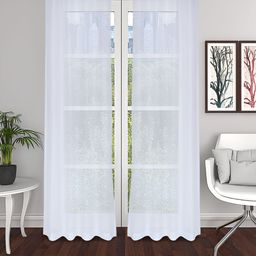 THE CONVERSION White 2 Pieces Striped Lightweight Tissue Sheer Door Curtains-picture-38