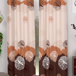 CHHAVI INDIA Beige & Brown 2 Pieces Floral Printed Sheer Door Curtains-picture-38