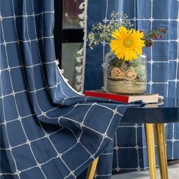 URBAN SPACE Blue & White Embroidered Door Curtain-picture-42