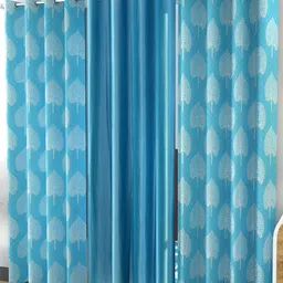 Kraftiq Homes  Marble Aqua Blue & White 3 Pieces  Ethnic Motifs Regular Door Curtains-image-33