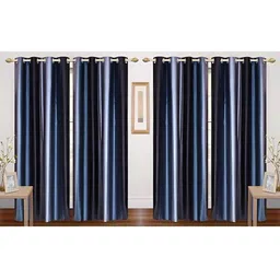 Shopgallery Grey & Green 4 Pieces Colourblocked Room Darkening Long Door Curtains-image-6