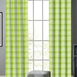 Airwill Green & White 2 Pcs Geometric Room Darkening Cotton Door Curtain-picture-17