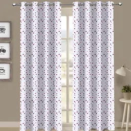 Airwill White & Red 2 Pieces Geometric Printed Room Darkening Door Curtain-image-7