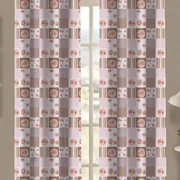 Airwill Pink & Brown 2Pcs Geometric  Room Darkening Door Curtain-picture-33