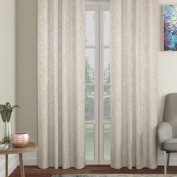 SOKNACK Cream-Coloured 2 Pieces Printed Black Out Door Curtains image 1