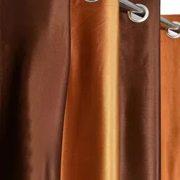 Homefab India Brown & Gold-Toned Set of 2 Room Darkening Window Curtain image 2