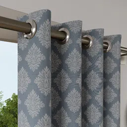 DDecor Blue Ethnic Motifs Printed Room Darkening Window Curtain image 2