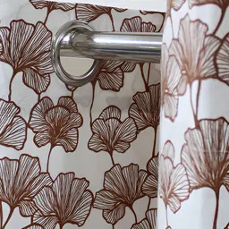 Airwill Brown White 2 Pieces Floral Cotton Room Darkening Door Curtain image 4