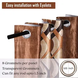 Kuber Industries Brown & Black 6 Pieces Geometric Door Curtain image 3