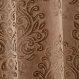 Kraftiq Homes burnout velvet Brown 2 pieces  Room Darkening Window Curtain image 2