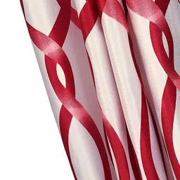 Aura Red & White 2 Pieces Geometric Regular Door Curtains image 3