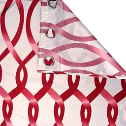 Aura Red & White 2 Pieces Geometric Regular Door Curtains image 2