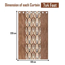 Kuber Industries Brown & Beige 3 Pieces Geometric Printed Sheer Door Curtains image 3