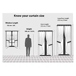 CASABLEU Grey Set of 2 Geometric Long Door Curtain image 4