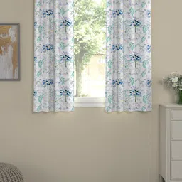 ROSARA HOME Set of 2 White & Blue Floral Printed Window Curtain-picture-40