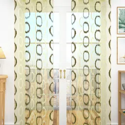 Story@home Yellow & Olive Green Set of 2 Jacquard Textured Door Curtains-image-17