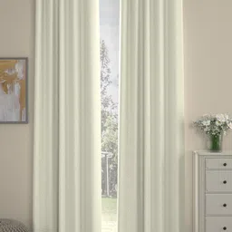 ROSARA HOME Cream-Coloured Set of 2 Long Door Curtains image 1