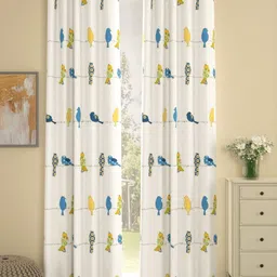 URBAN SPACE White & Blue Set of 2 Long Door Curtains-picture-9