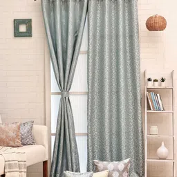 Ariana Blue & White Set of 2 Room Darkening Door Curtain-picture-14