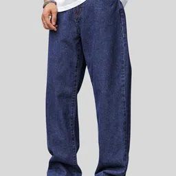 dakwins Men Loose Fit Mid Rise Dark Blue Jeans-picture-14