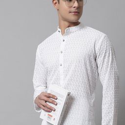 Jompers Men White Embroidered Kurtas-picture-33