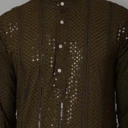 Jompers Men Embroidered Keyhole Neck Thread Work Kurta image 5