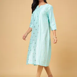 RANGMANCH BY PANTALOONS Ethnic Motifs Printed Notched Neck A-Line Kurta image 3