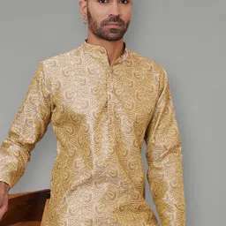 Jompers Men Printed Thread Work Jacquard Kurta image 4
