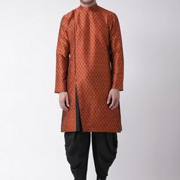 DEYANN Ethnic Motifs Printed Regular Dupion Silk Kurta with Dhoti Pants-picture-11