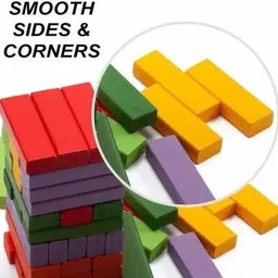 banke ji Tumbling Tower Jenga Game 48 Colored Wooden Building Block Dominoes for Kids image 3